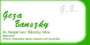 geza banszky business card
